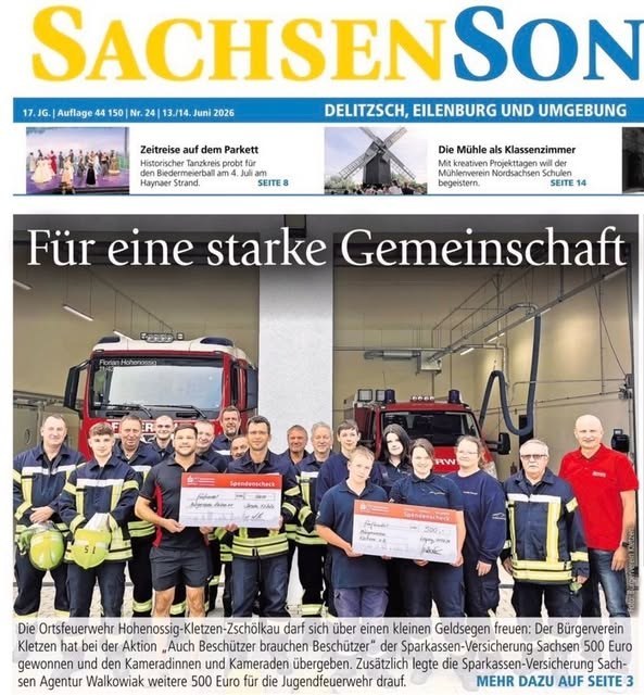 Übergabe der Spende an Feuerwehr und Jugendfeuerwehr